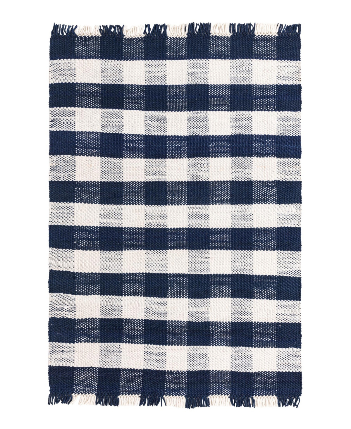 Bayshore Home Pure Plaid Indoor Outdoor Washable Ppd-01 6'1in x 9' Area Rug - Navy