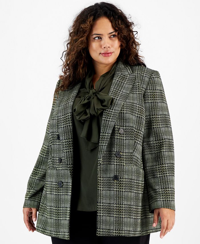 Plaid plus sales size blazer