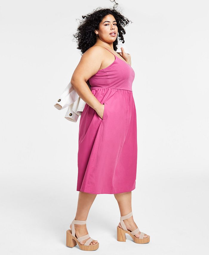 And Now This Trendy Plus Size Cotton MixedMedia Midi Dress Macy's