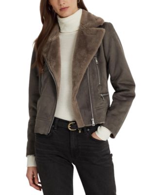 Lauren Ralph Lauren Women's Faux-Shearling Moto Jacket - Macy's