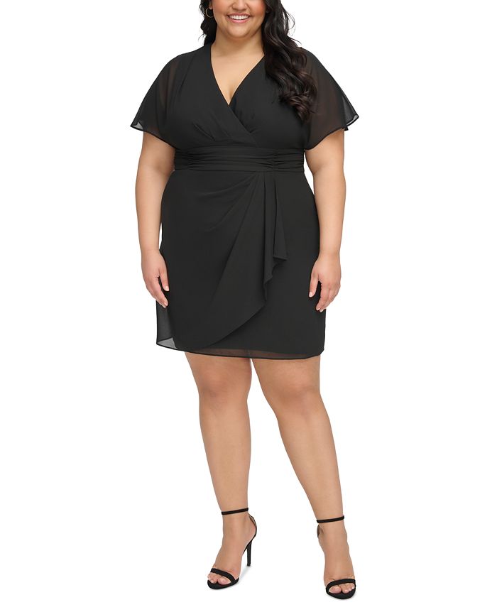 Jessica Howard Plus Size Flutter-Sleeve Sheath Dress - Macy's