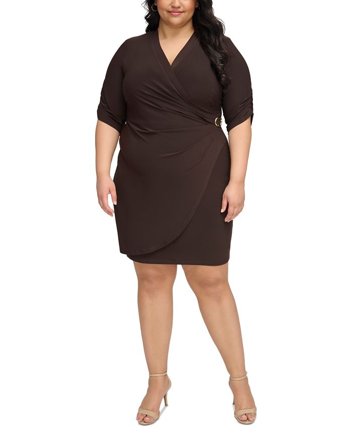 Jessica Howard Plus Size Gathered Sheath Dress - Macy's