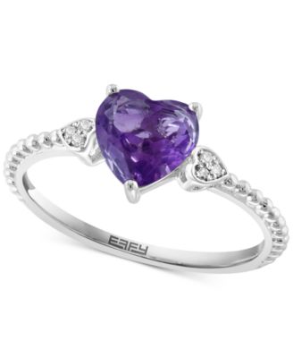 EFFY Collection - Amethyst (1 ct. t.w.) & Diamond Accent Heart Ring in Sterling Silver