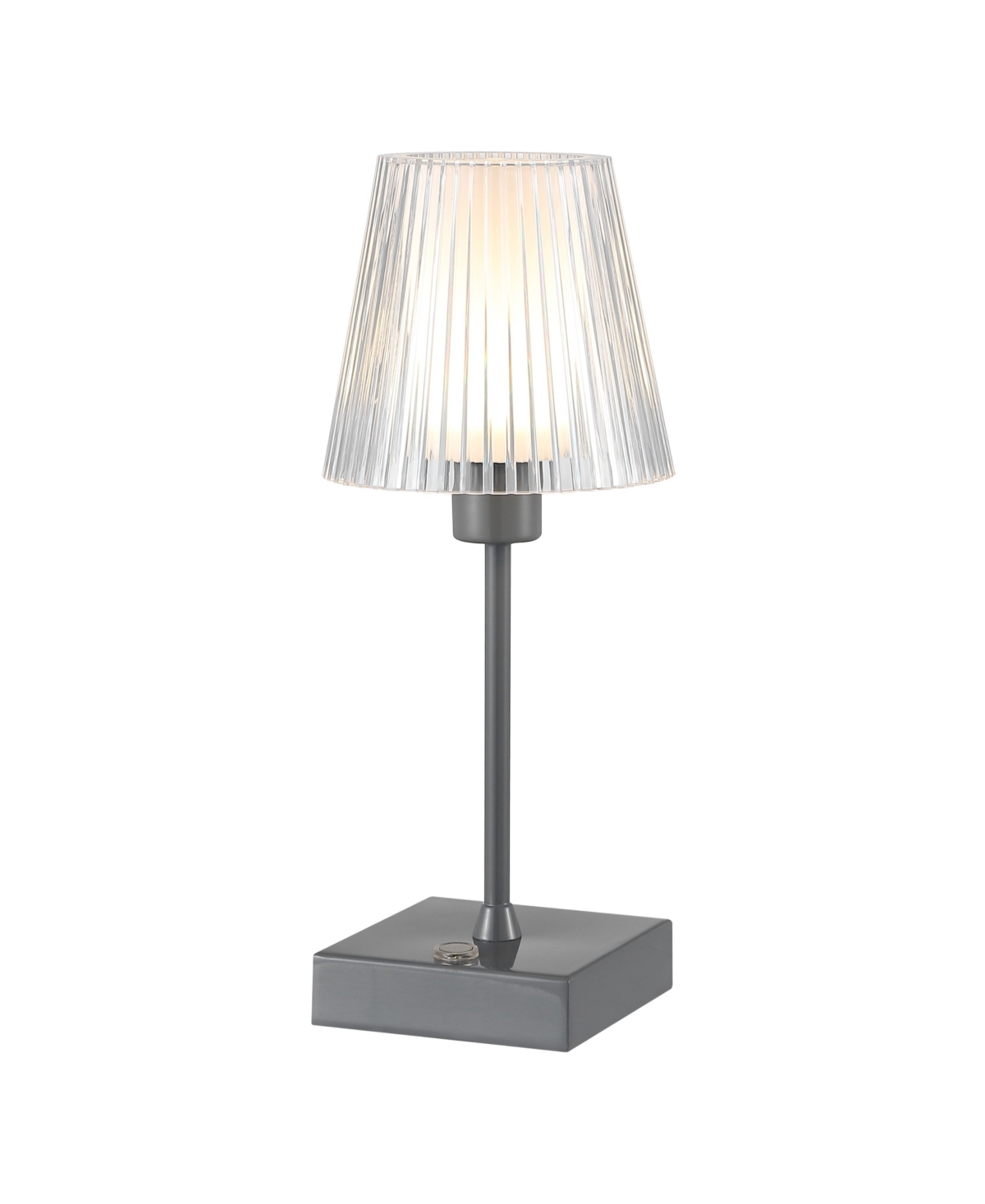 Oscar Modern Industrial Rechargeable, Cordless Iron, Acrylic Integrated Led Table Lamp with Ribbed Shade