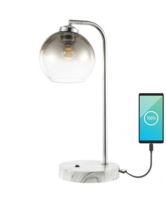 Ada 20" Industrial Contemporary Iron, Glass LED Task Lamp with USB Charging Port