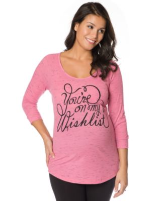 Three-Quarter-Sleeve Ribbed Graphic Tee