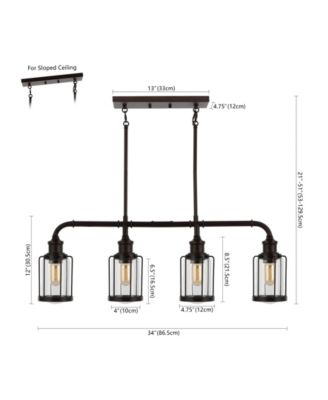 Abbott 34" 4-Light Farmhouse Industrial Iron, Glass Linear LED Pendant