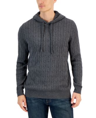 Club Room - Men's Cable Knit Hooded Sweater