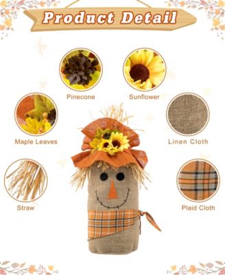 23.25" H Fall Linen Scarecrow Doorstop Porch Decor