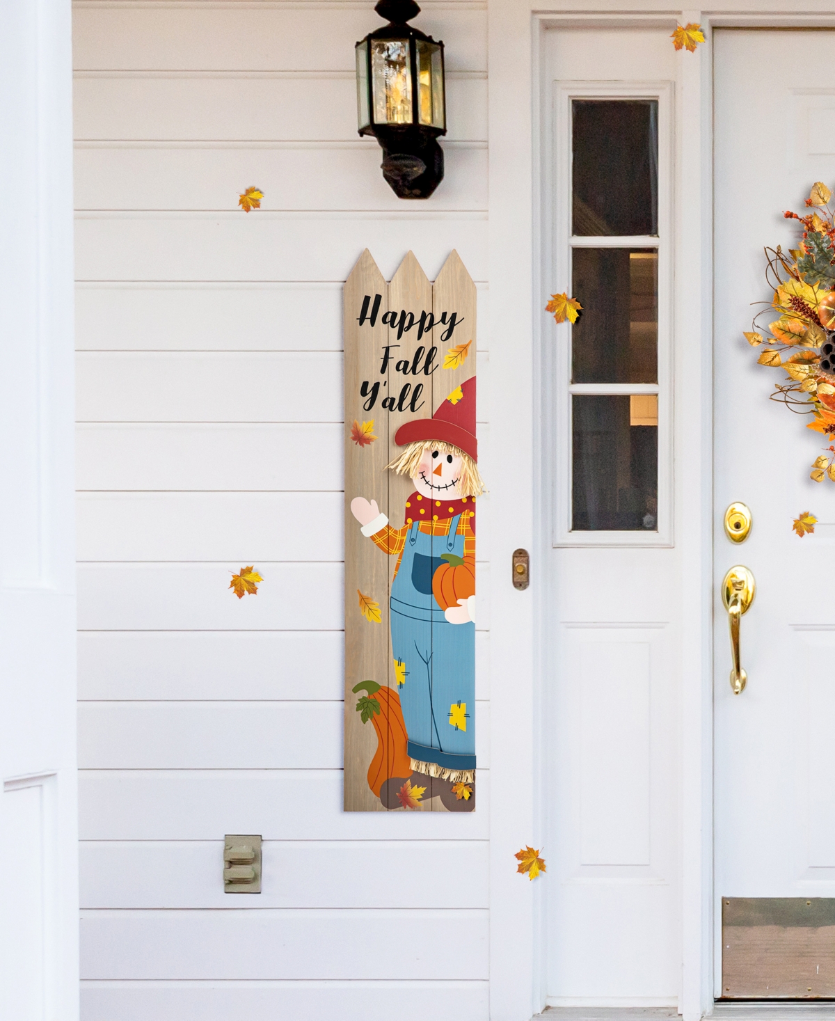 Glitzhome H Fall Wood Scarecrow Porch Decor