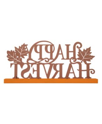 18" L Wood Metal Happy Harvest Table Decor