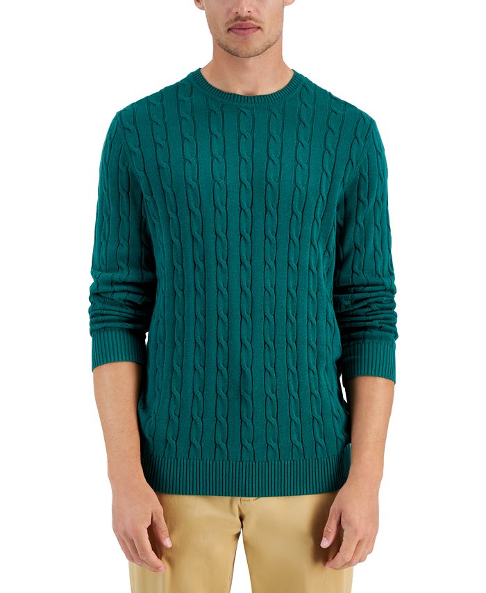  Men's Long Sleeve Cable Knit Pullover Sweater