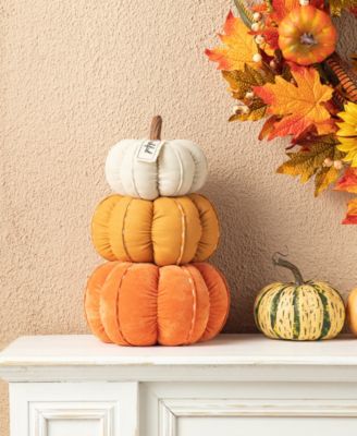 13" H Fall Stacked Fabric Pumpkin