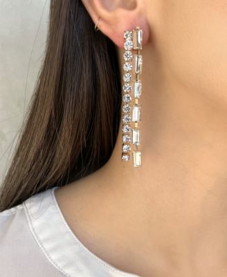 18K Gold Plated Baquette Linear Earrings