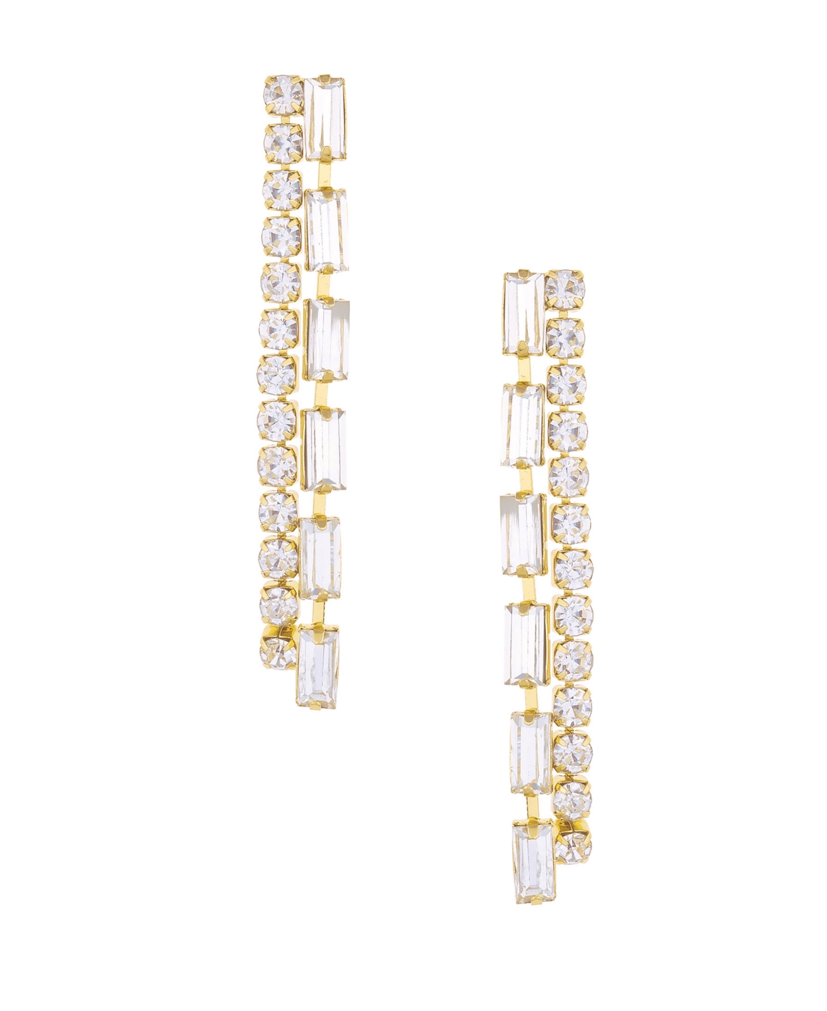 Ettika 18k Gold Plated Baquette Linear Earrings