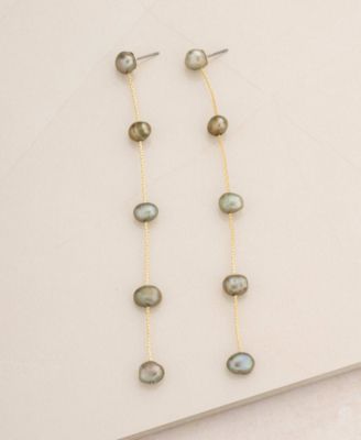 18K Gold Plated Brass Dripping in Freshwater Pearl Earrings