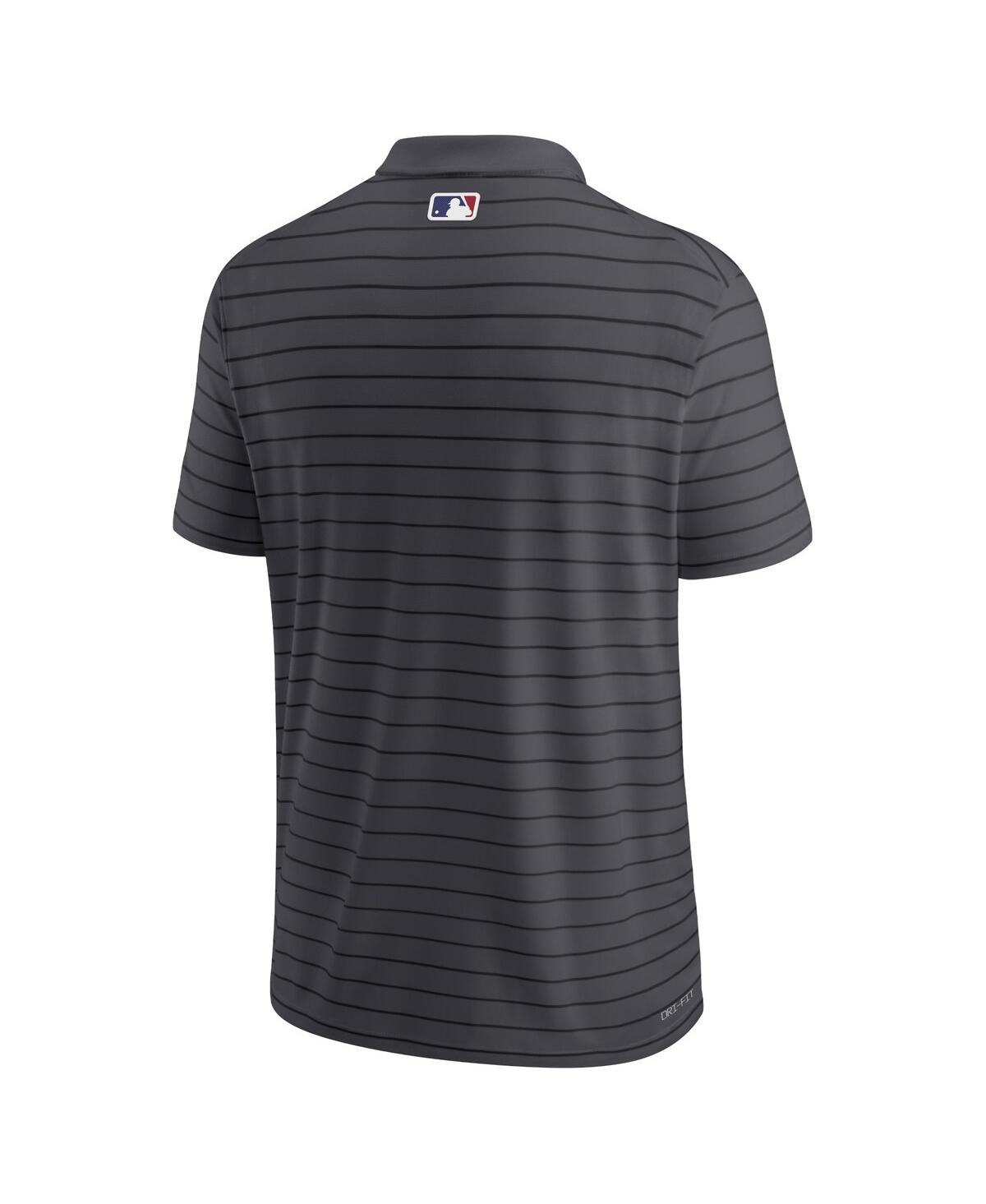 Nike Men's  Charcoal Los Angeles Dodgers Authentic Collection Victory Striped Performance Polo Shirt In Charcoal