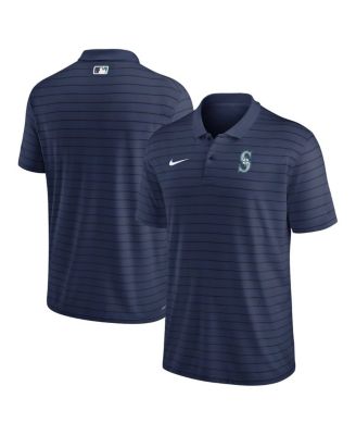 Men's Navy Seattle Mariners Authentic Collection Victory Striped Performance Polo Shirt
