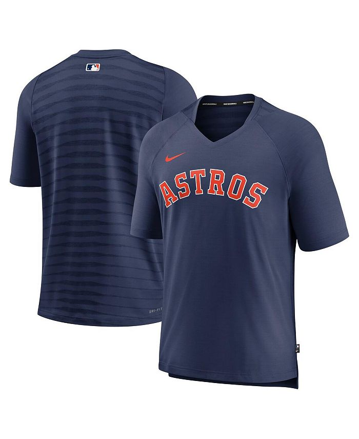 Men's Nike Navy Houston Astros Authentic Collection Pregame Raglan Performance V-Neck T-Shirt Size: Small