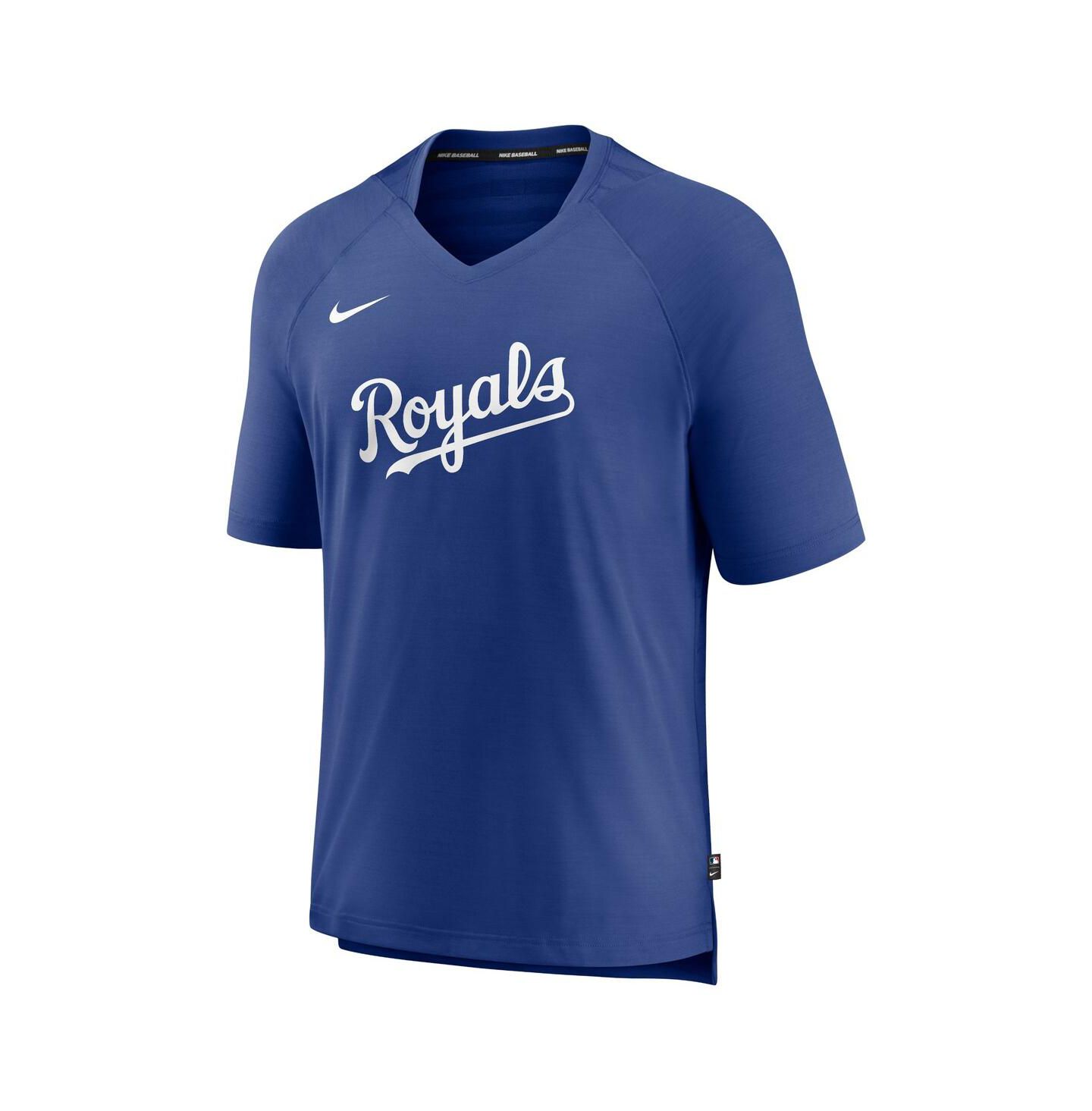 Мужская футболка Nike Royal Kansas City Royals Authentic Collection Pregame Raglan Performance V-Neck — фото 3