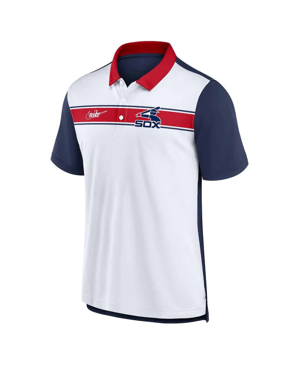 Shop Nike Men's  White, Navy Chicago White Sox Rewind Stripe Polo Shirt In White,navy