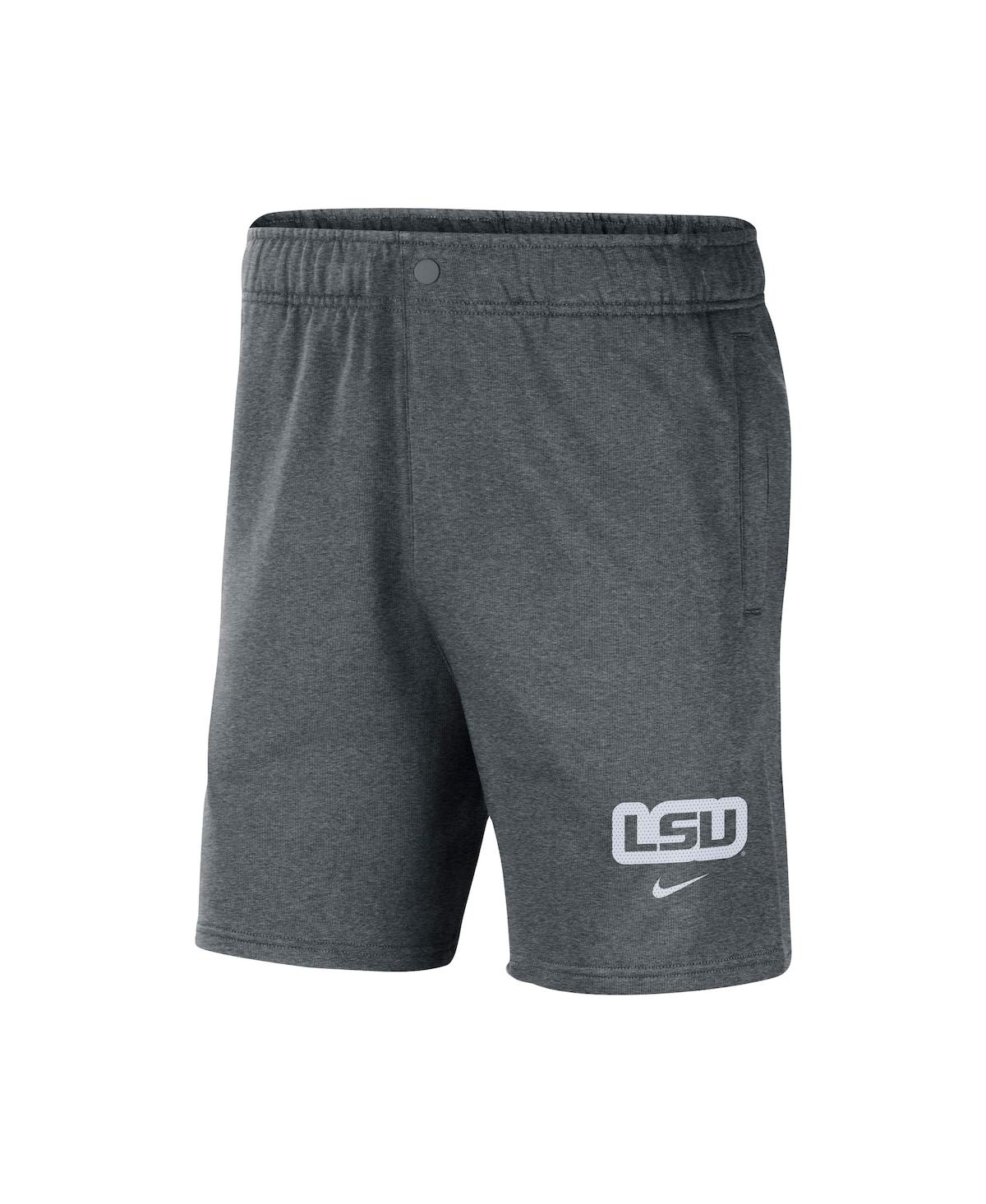 Shop Nike Men's  Gray Lsu Tigers Fleece Shorts