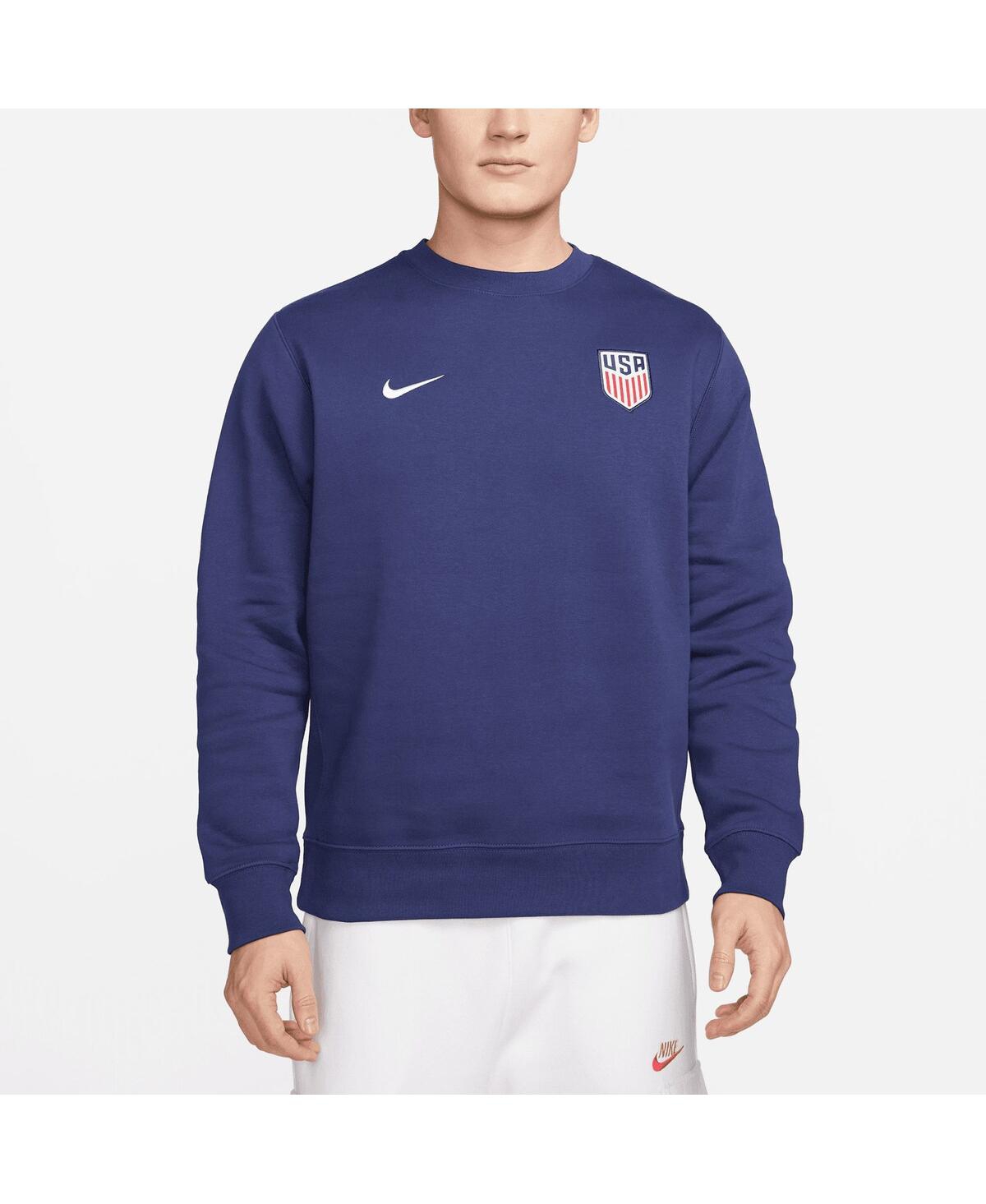 Shop Nike Men's  Navy Usmnt Club Pullover Sweatshirt