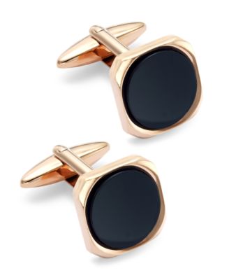 Rhona Sutton - Rose Gold-Tone Stainless Steel and Jet Stone Cuff Links