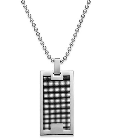 Sutton by Rhona Sutton Men's Stainless Steel Panel Dog Tag Pendant Necklace