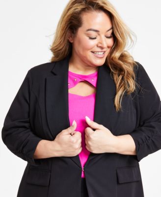 Plus Size 3/4-Sleeve Blazer, Created for Macy's 