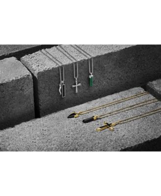 Men's Icon Damascus Steel Pendant Necklace in Sterling Silver, 24" + 2" extender