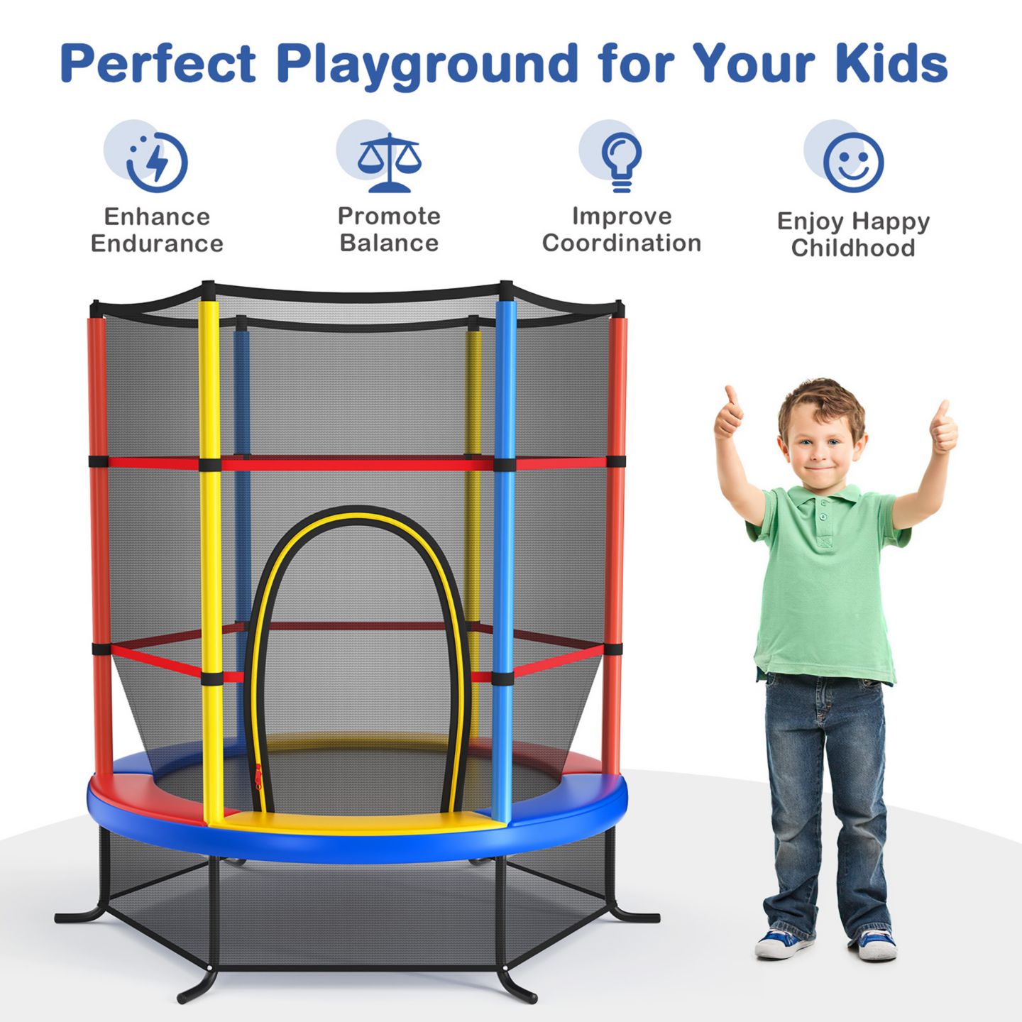 Детская игрушка Costway 55'' Kids Trampoline Bouncing Jumping Mat Recreational Trampoline — фото 2