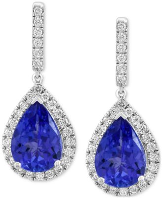 EFFY&reg; Tanzanite (3-1/2 ct. t.w.) & Diamond (3/8 ct. t.w.) Pear Drop Earrings in 14k White Gold