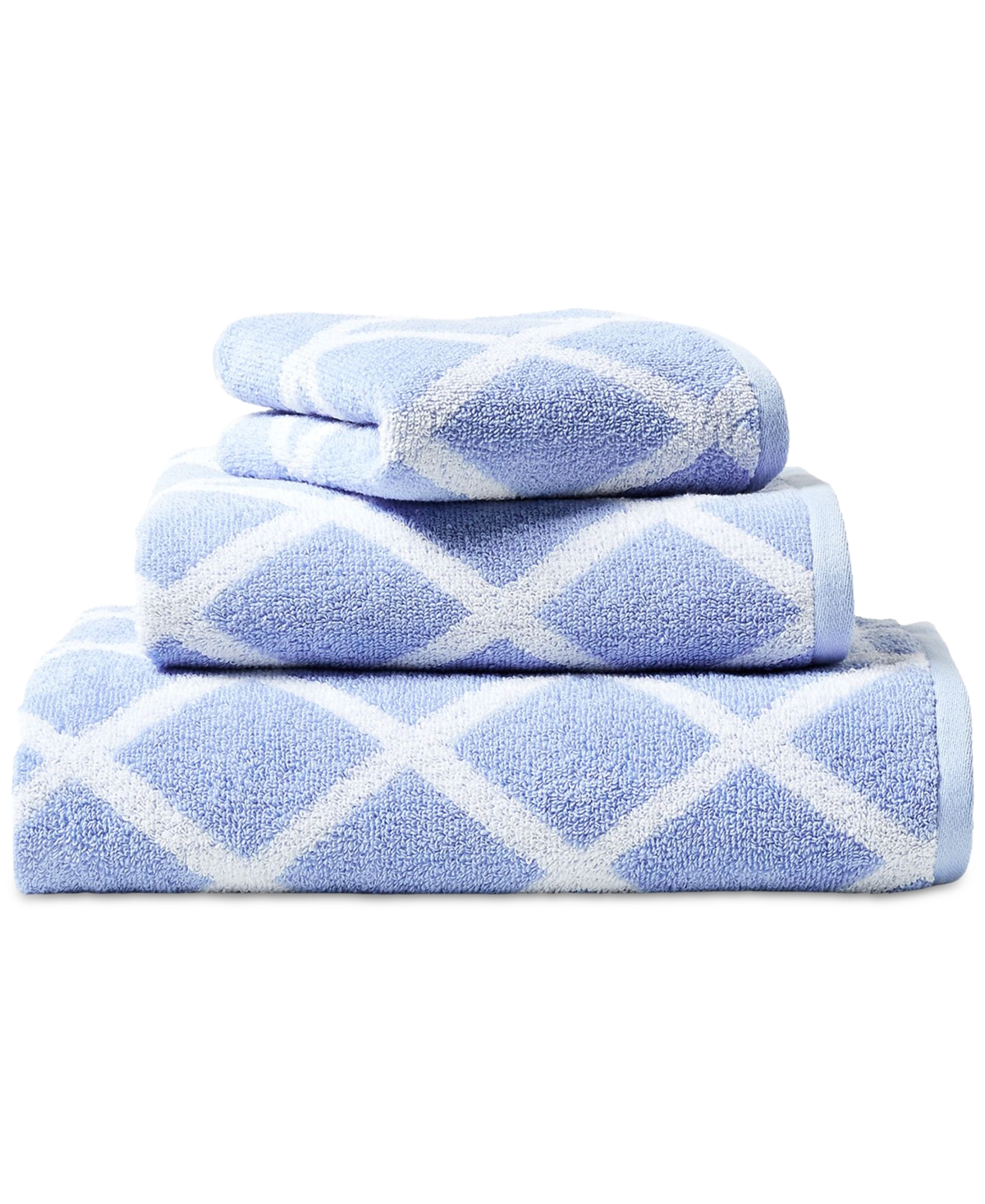 Shop Lauren Ralph Lauren Sanders Diamond Cotton Bath Towel In Blue Cornflower