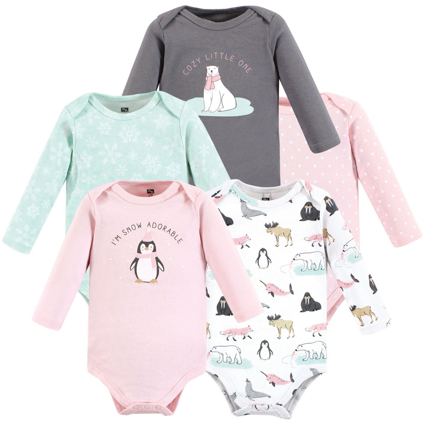 Боди Baby Hudson, длинный рукав, хлопок, 5 шт. — Hudson Baby, цвет: Girl Arctic Animals — фото 1