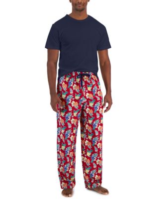 Club Room - Men's Solid Top & Tropical Pants 2-Pc. Pajama Set