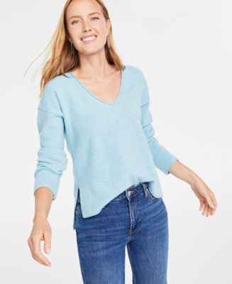 Jm Collection Women's Vented-Hem Mock-Neck Sweater, Created for Macy's