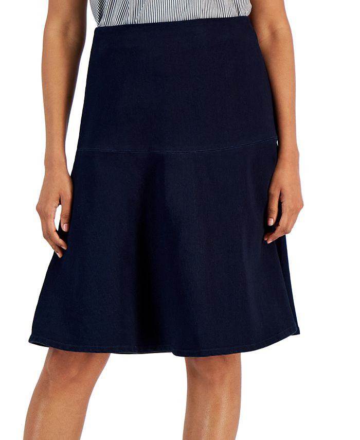 Anne Klein Women's Stretch Denim Flare Skirt - Macy's