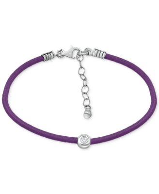 Giani Bernini - Cubic Zirconia Bezel Cord Ankle Bracelet in Sterling Silver