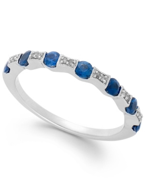 image of Sapphire (1/2 ct. t.w.) and Diamond Accent Band in 14k White Gold