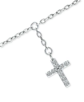Cubic Zirconia Dangle Cross Ankle Bracelet in Sterling Silver, Created for Macy's