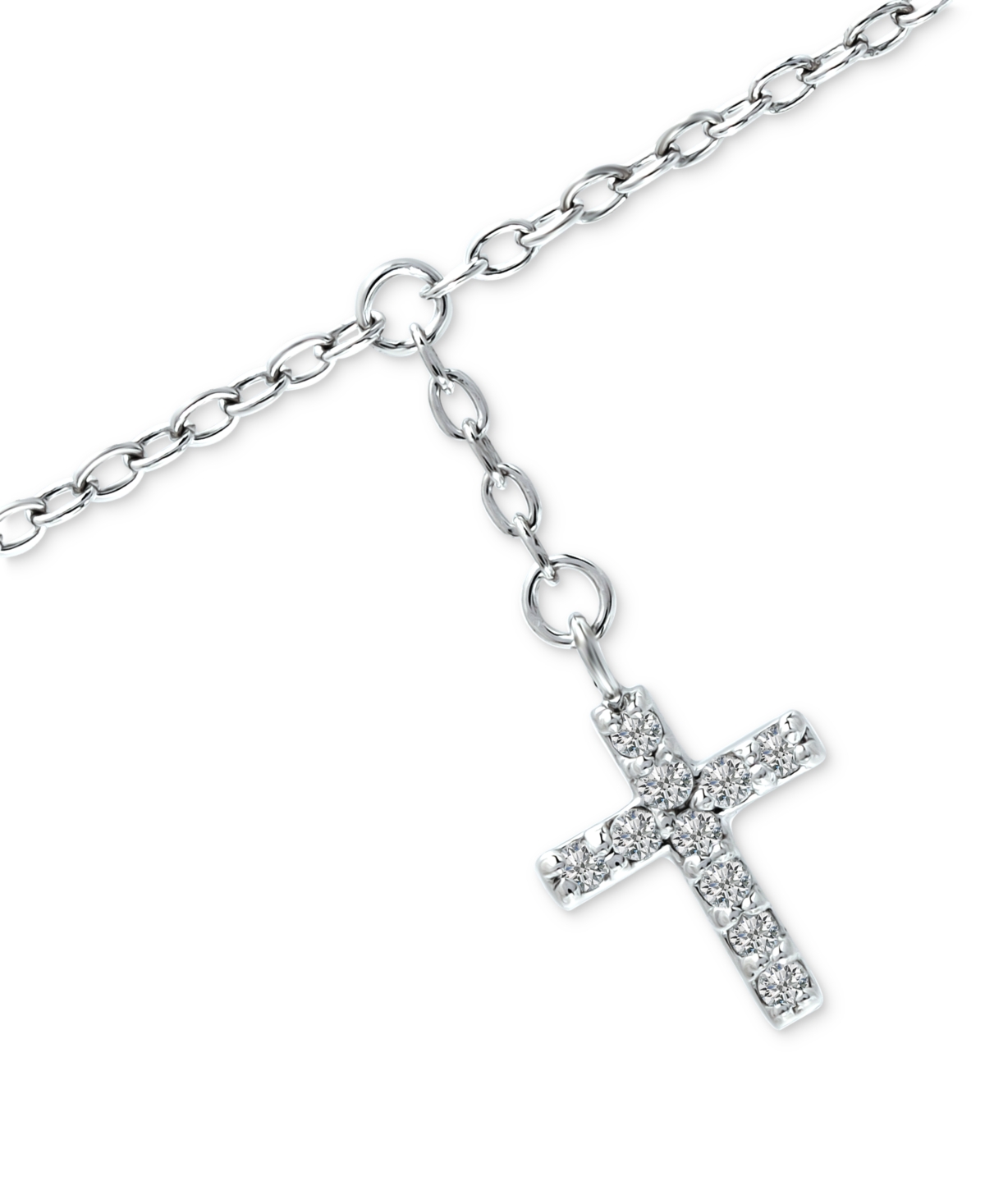 Giani Bernini Cubic Zirconia Dangle Cross Ankle Bracelet in Sterling Created for Macy's - Silver