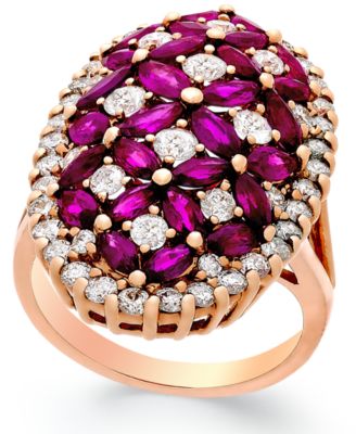 Macy's - Ruby (4 ct. t.w.) and Diamond (1-3/4 ct. t.w.) Ring in 14k Rose Gold