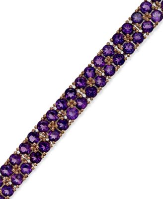 Macy's - Amethyst Two-Row Bracelet in 14k Rose Gold over Sterling Silver (14-1/10 ct. t.w.)