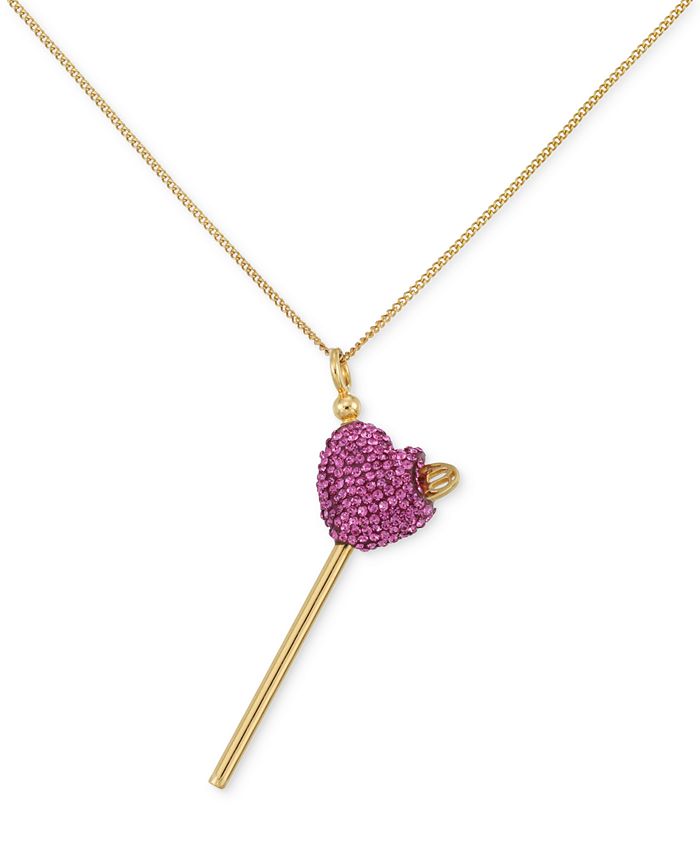 Simone I. Smith Pink Crystal Heart Lollipop Small Pendant Necklace