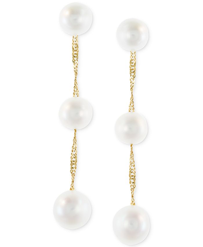 EFFY Collection EFFY® Cultured Freshwater Pearl Triple Drop Earrings in ...