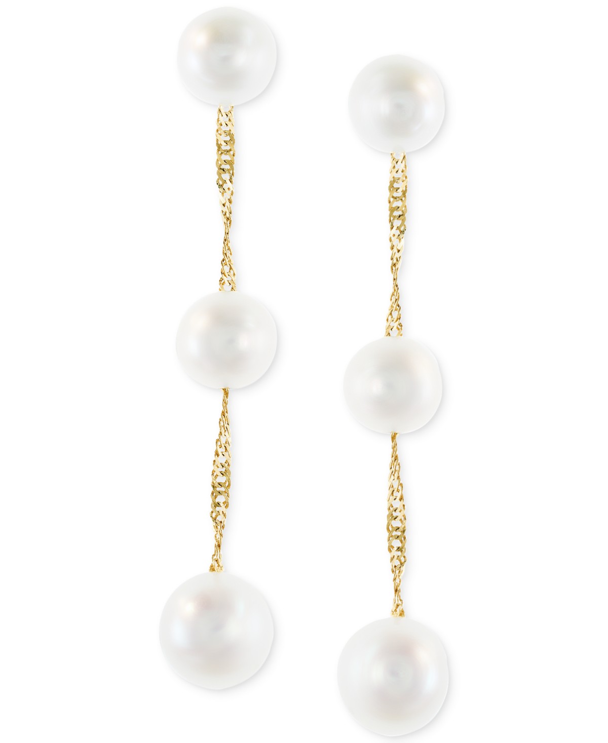 Украшения EFFY Collection EFFY&reg; Cultured Freshwater Pearl Triple Drop Earrings in 14k Yellow, White or Rose Gold (5mm) — фото 1