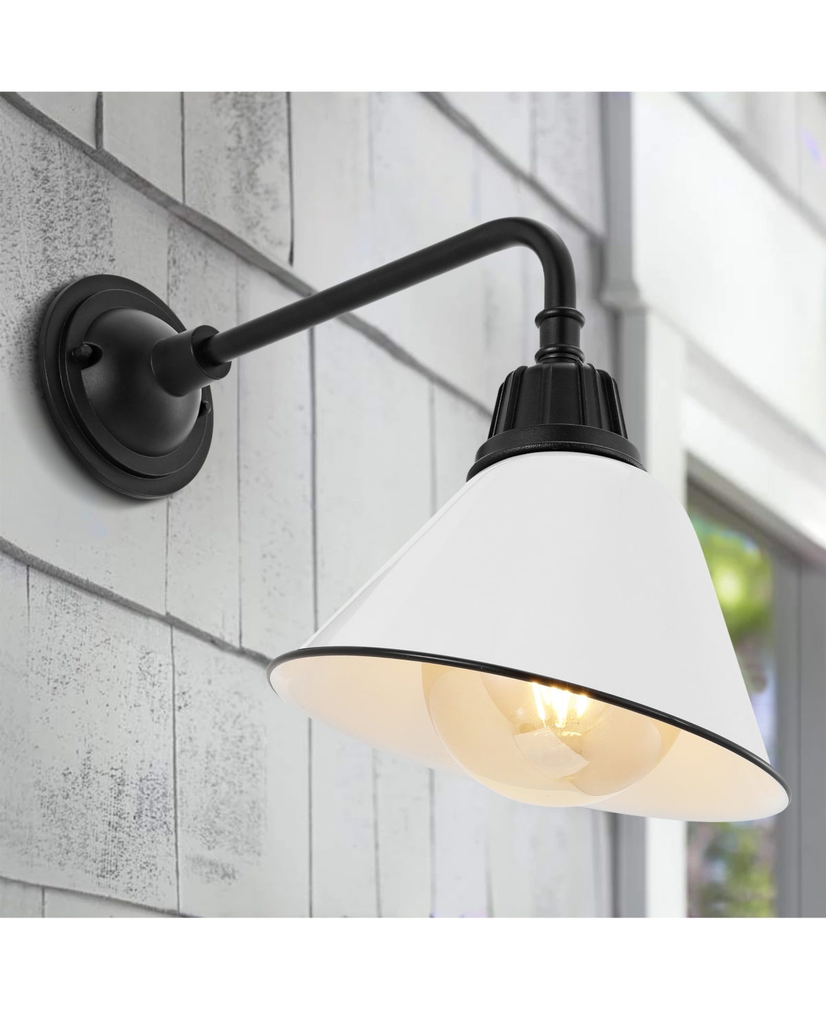 Croydon 1-Light Farmhouse Industrial Indoor, Outdoor Iron Led Gooseneck Arm Outdoor Sconce