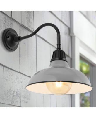 Aurora 12.25" 1-Light Farmhouse Industrial Indoor, Outdoor Iron LED Gooseneck Arm Outdoor Sconce