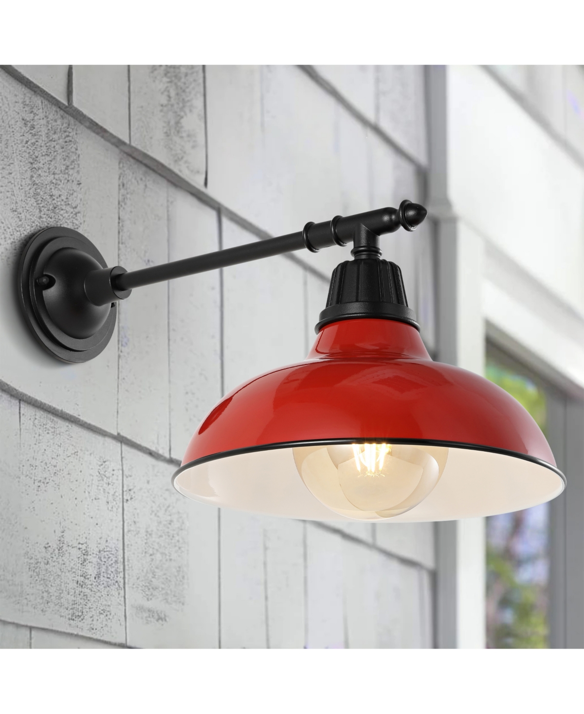 Wallace 1-Light Farmhouse Industrial Indoor, Outdoor Iron Led Victorian Arm Outdoor Sconce - White